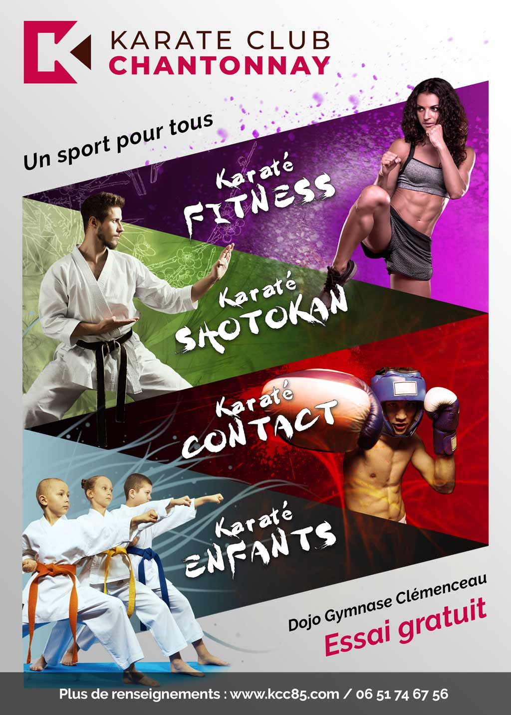un flyer réalisé afin de promouvoir les différentes activités proposées par le club