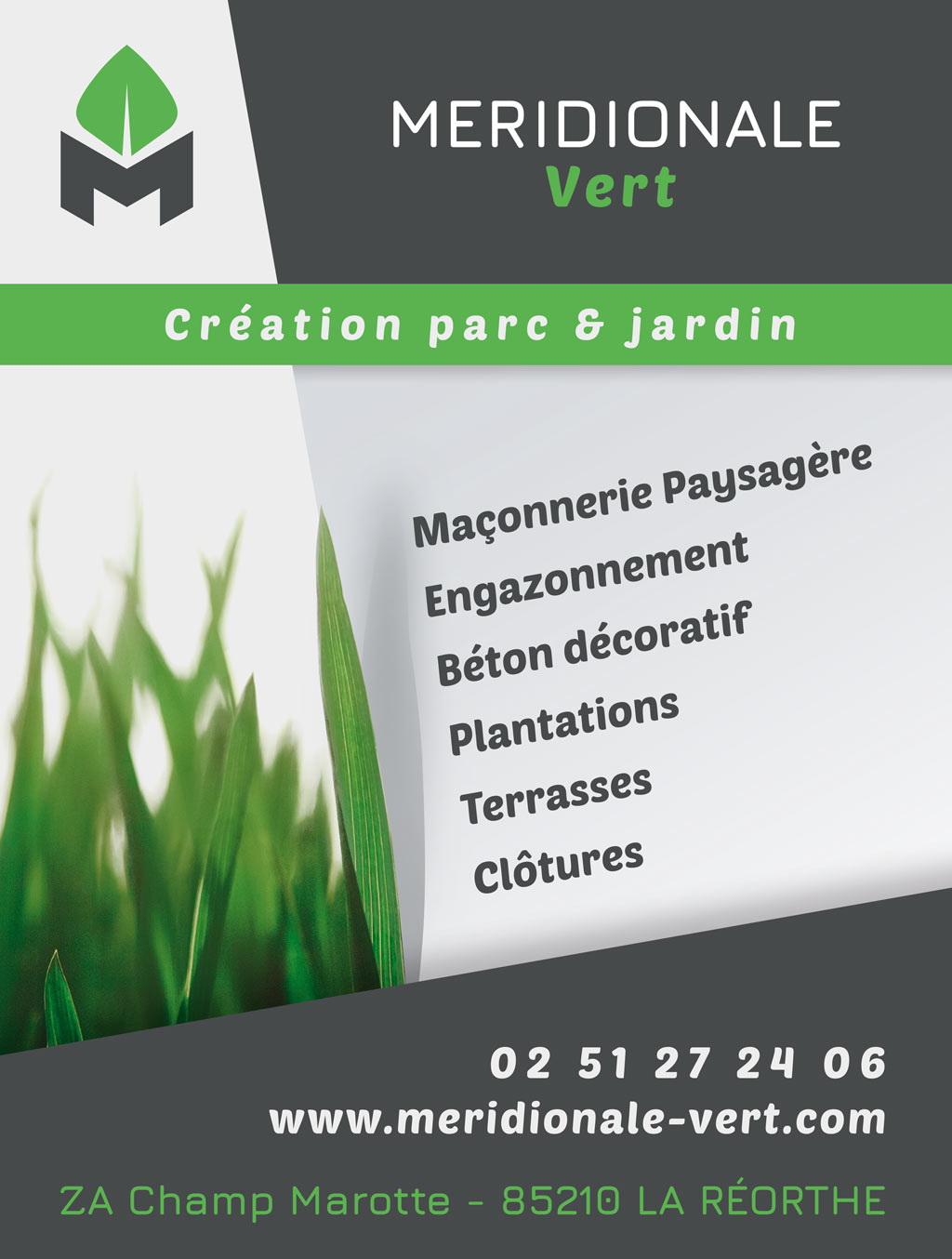 Maquette d'un panneau de chantier pour l'entreprise Meridionale Vert.
