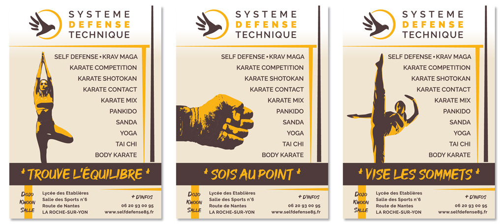 Trois flyers rélisés pour la promotion du club. Chacun des flyers visant un public différent.